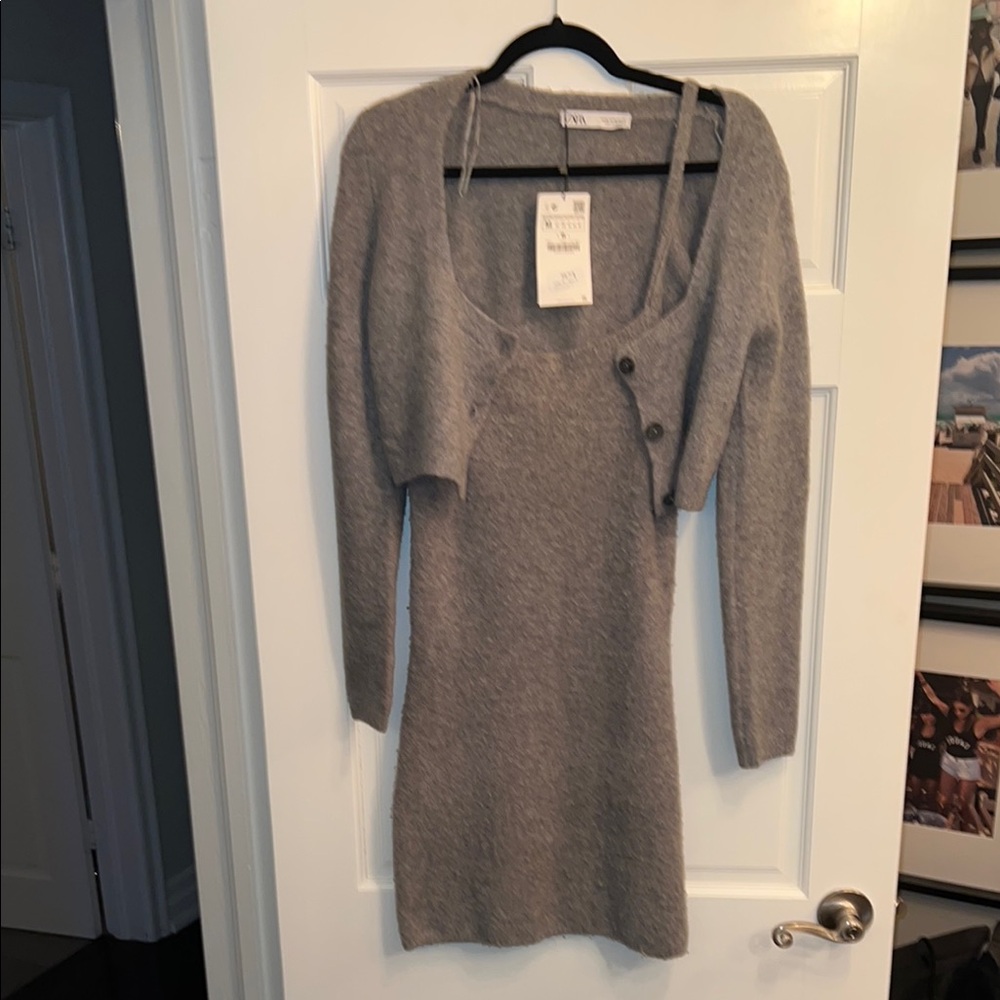 Zara Gray Long Sleeve Dress with Timeless Elegance